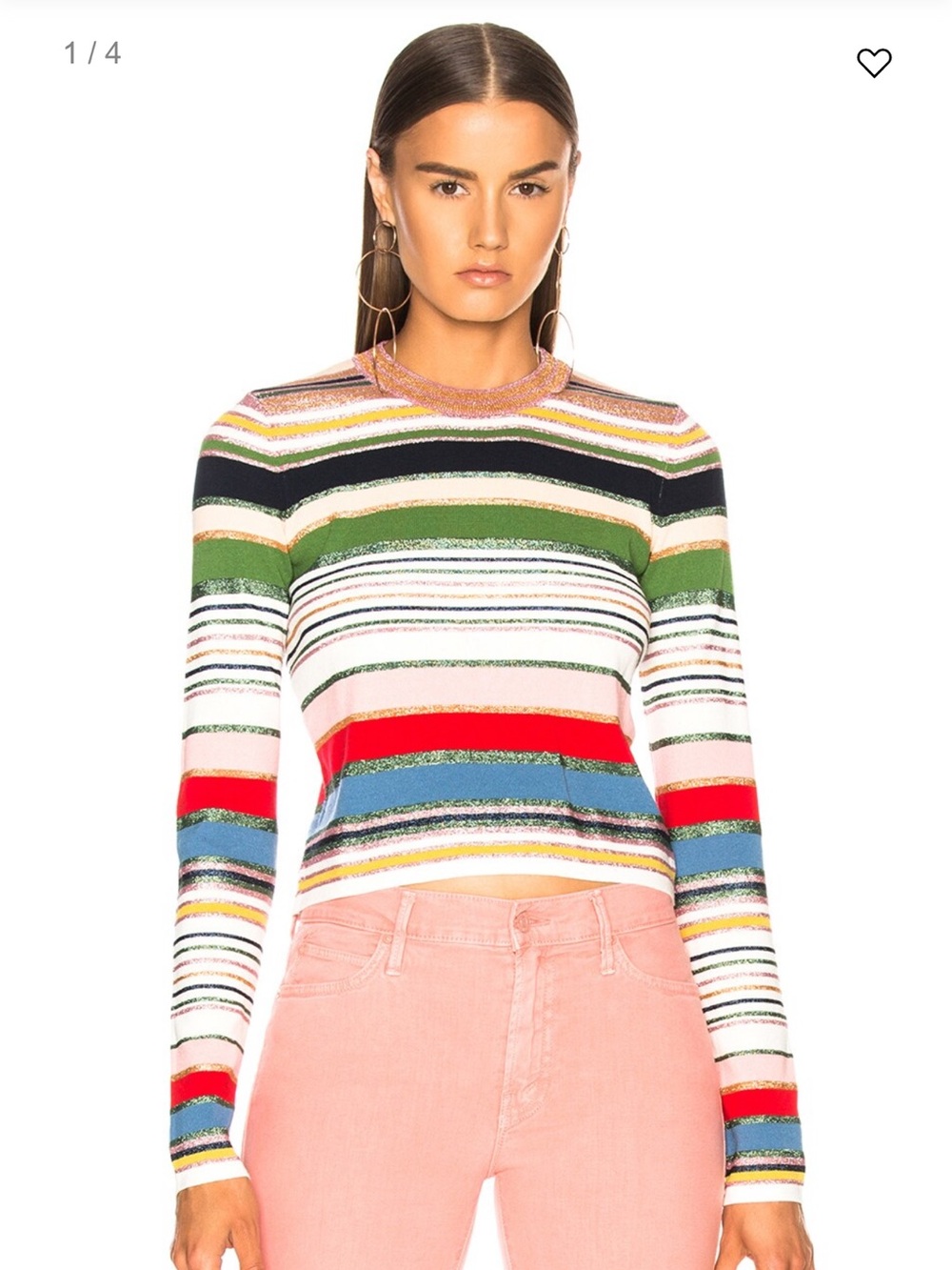 Veronica Beard Palmas Striped Multicolor Lightweight Crewneck Sweater